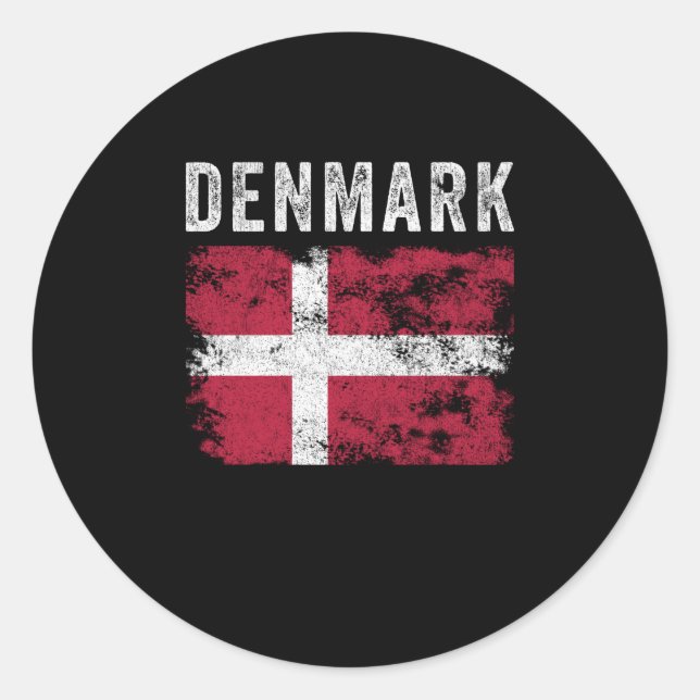 Denmark Flag Distressed - Danish Flag Classic Round Sticker (Front)