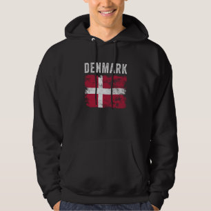 Denmark Flag Distressed Men Women Kids Danish Flag Hoodie
