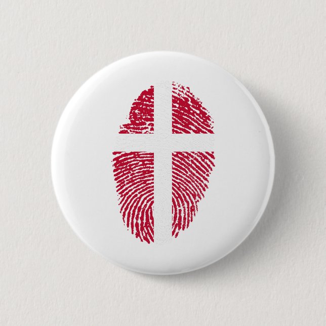 Denmark Flag Fingerprint Country Pride 2 Inch Round Button (Front)