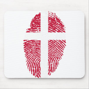 Denmark Flag Fingerprint Country Pride Mouse Pad