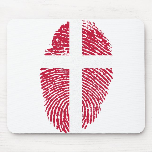 Denmark Flag Fingerprint Country Pride Mouse Pad (Front)