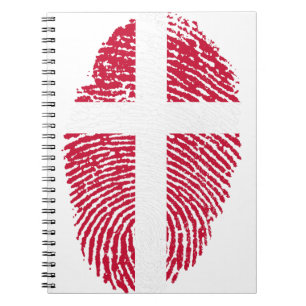 Denmark Flag Fingerprint Country Pride Notebook