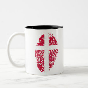 Denmark Flag Fingerprint Country Pride Two-Tone Coffee Mug