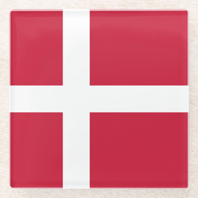 Denmark Flag Glass Coaster (Front)