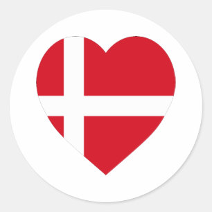 Denmark Flag Heart Classic Round Sticker