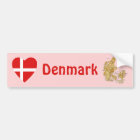 Denmark Flag Heart + Map Bumper Sticker