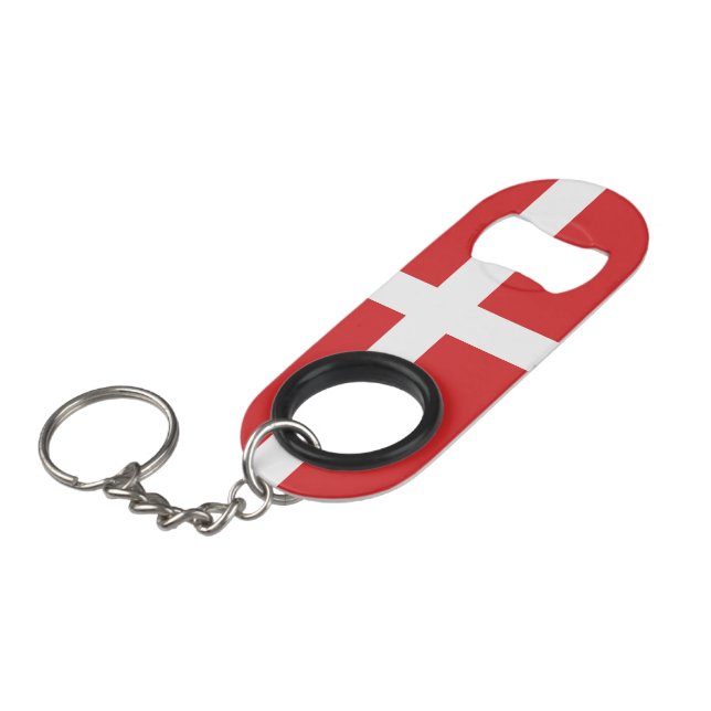 Denmark flag keychain bottle opener (Front Angled)