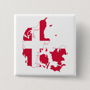 Denmark Flag Map 2 Inch Square Button