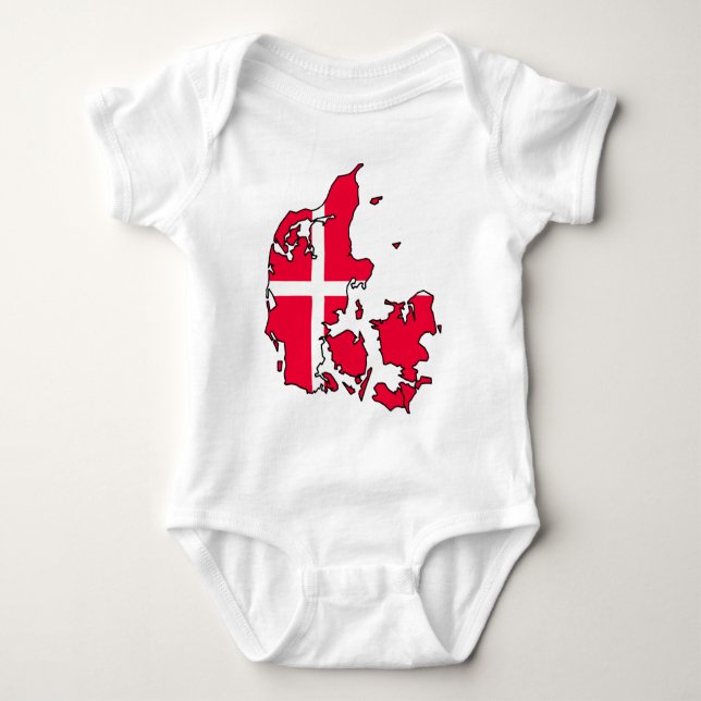 denmark flag map baby bodysuit (Front)