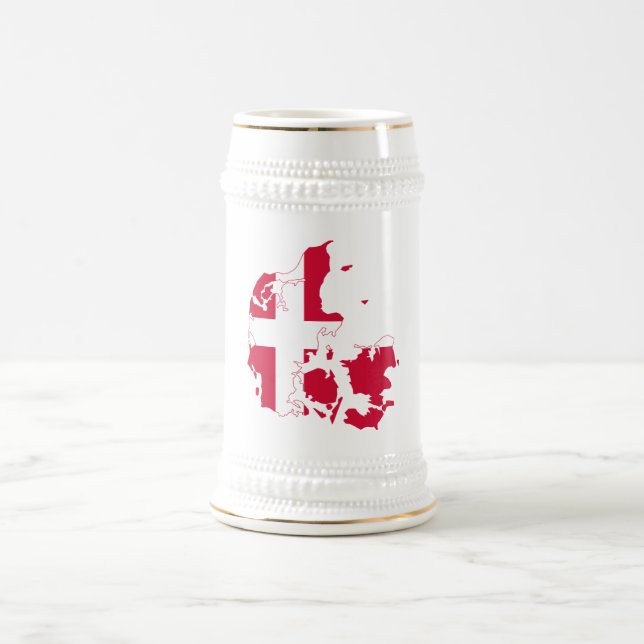 Denmark Flag Map Beer Stein (Center)