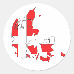 Denmark flag map classic round sticker