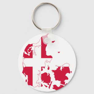 Denmark Flag map DK Keychain