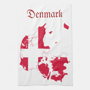 Denmark Flag Map Kitchen Towel