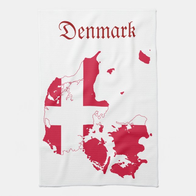 Denmark Flag Map Kitchen Towel (Vertical)