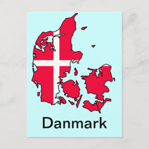 denmark flag map postcard