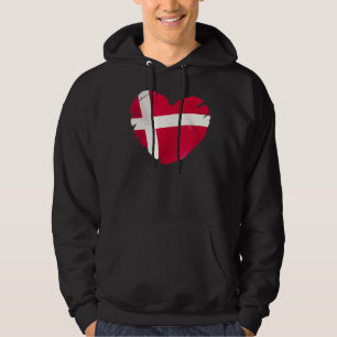 Denmark Flag On Shape Of Heart Denmark   Hoodie