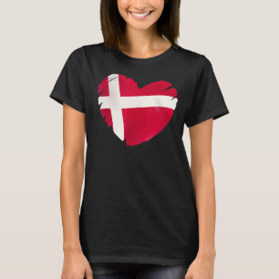 Denmark Flag On Shape Of Heart Denmark   T-Shirt