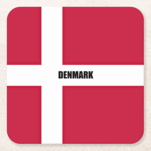 Denmark Flag (red and white) Square Paper Coaster
