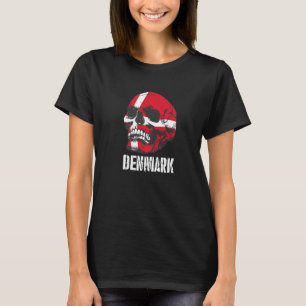 Denmark Flag Skull Danish Pride Patriotic T-Shirt