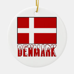Denmark Flag Snow Ceramic Ornament
