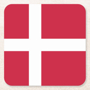 Denmark Flag Square Paper Coaster