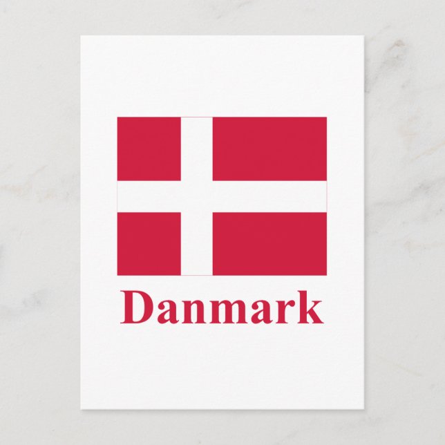 Denmark Flag with Name in Danish Postcard (Front)