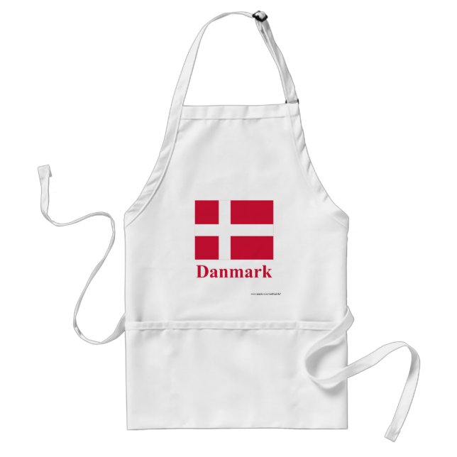 Denmark Flag with Name in Danish Standard Apron (Front)