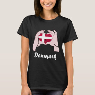 Denmark Hand Sign Love Heart Denmark Flag Danish R T-Shirt