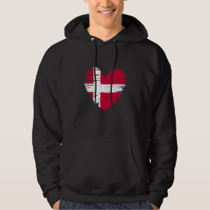 Denmark Heart Danish Flag Danish Pride Hoodie