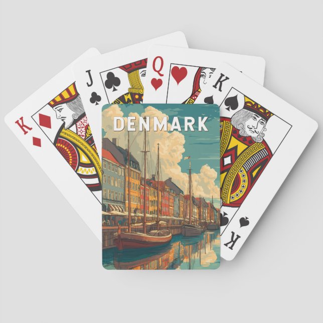 Denmark Illustration Travel Art Vintage Playing Cards (Back)