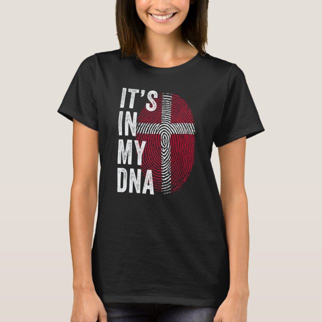 Denmark It's In My DNA Cute Danish Fingerprint Fla T-Shirt (Front)