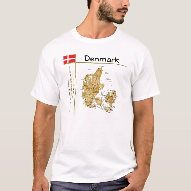 Denmark Map + Flag + Title T-Shirt (Front)