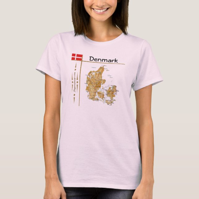 Denmark Map + Flag + Title T-Shirt (Front)