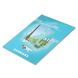 Denmark map illustrated travel poster. notepad