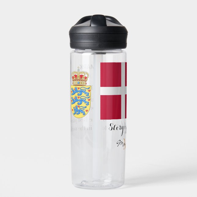 DENMARK - monogrammed, Fun Text, Danish flag Water Bottle (Front)