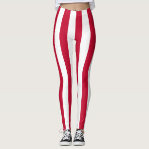 Denmark National Flag Colours Vertical Striped Leggings