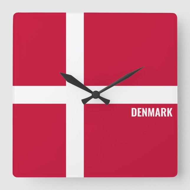 Denmark National Flag Patriotic Square Wall Clock (Front)