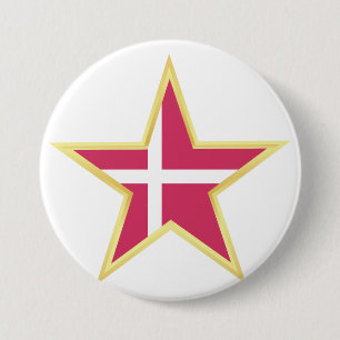 Denmark National Flag Star Shape 3 Inch Round Button