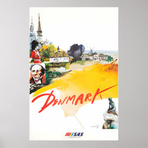 Denmark Painting SAS Travel Poster Danish Art