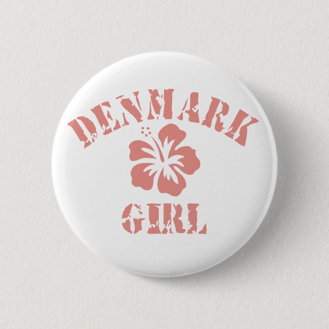 Denmark Pink Girl 2 Inch Round Button (Front)