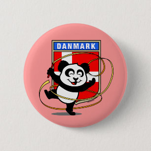 Denmark Rhythmic Gymnastics Panda 2 Inch Round Button