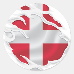 Denmark Ripped Flag Classic Round Sticker