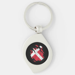 Denmark Ripped Flag Keychain