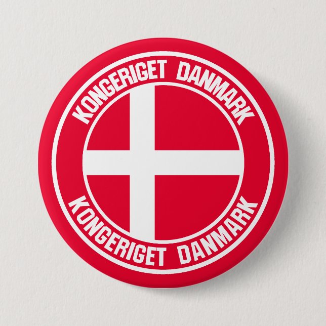 Denmark Round Emblem 3 Inch Round Button (Front)