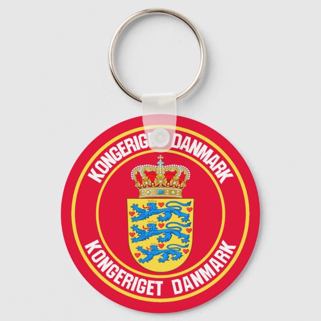 Denmark Round Emblem Keychain (Front)