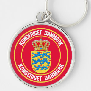 Denmark Round Emblem Keychain