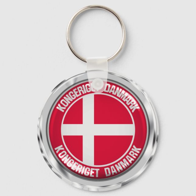 Denmark Round Emblem Keychain (Front)