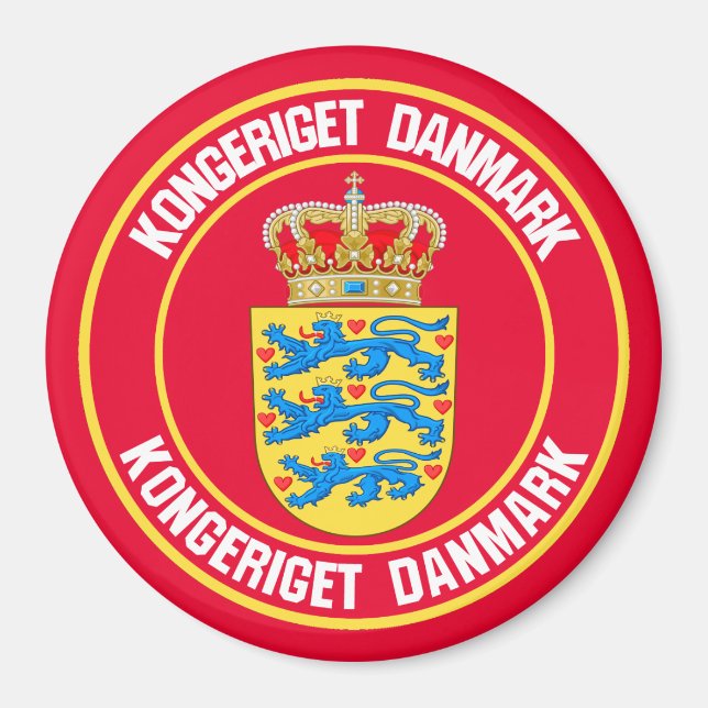 Denmark Round Emblem Magnet (Front)