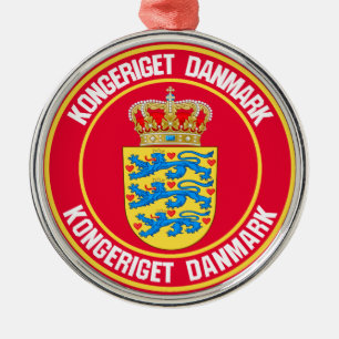 Denmark Round Emblem Metal Ornament