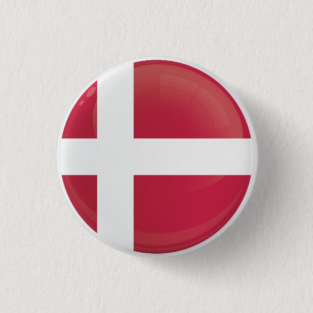 Denmark  Round Icon Flag 1 Inch Round Button (Front)